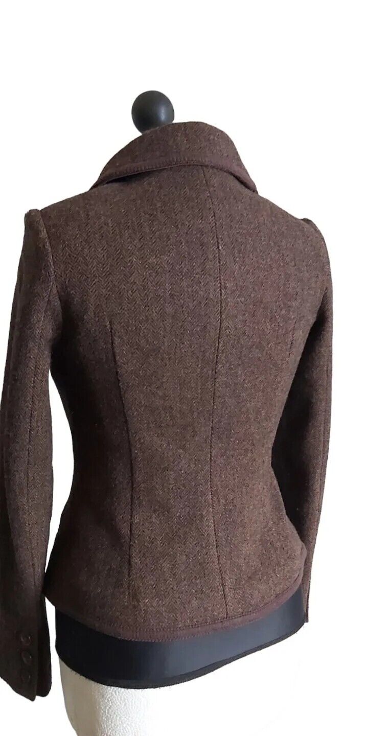 Ladies Joules 100% Wool  Harringbone Tweed brown Jacket SIZE 8