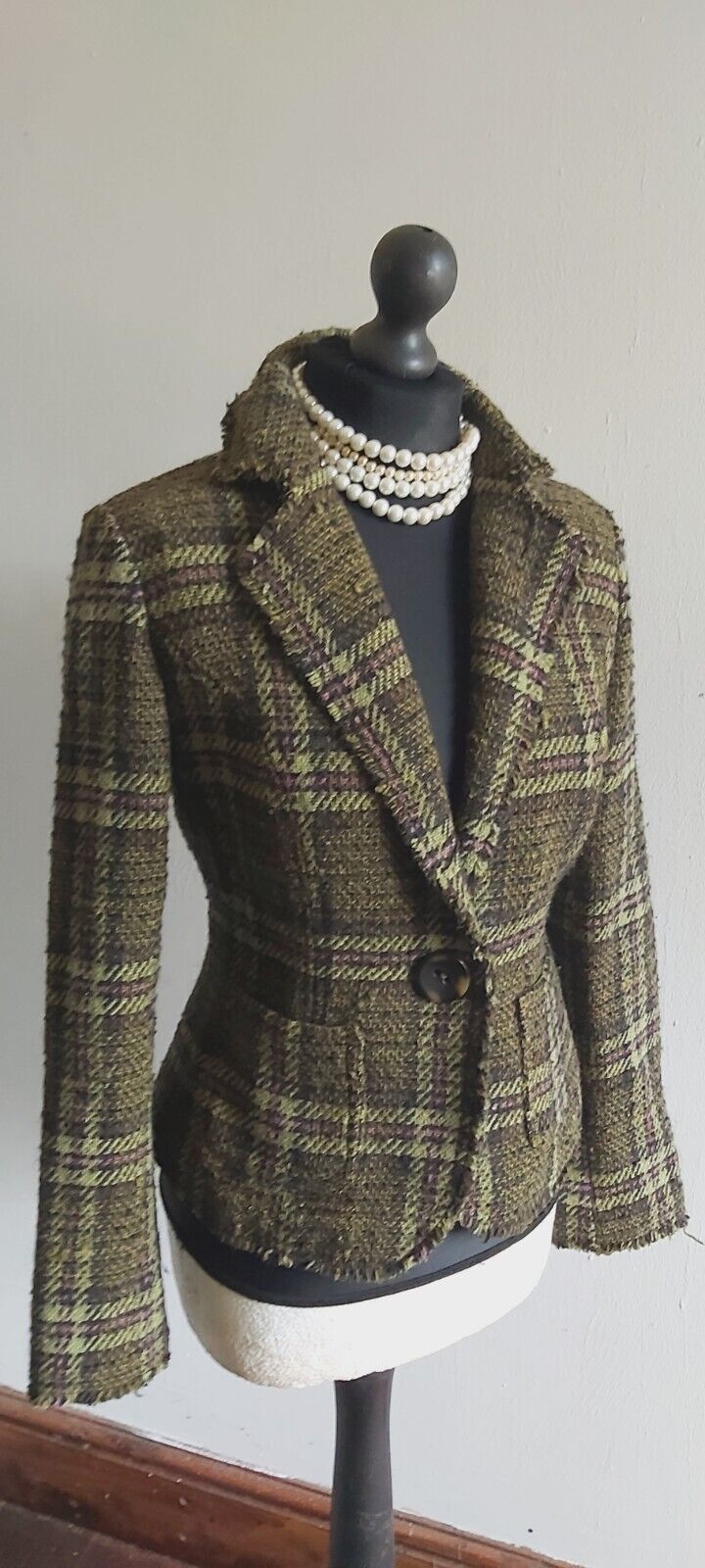 LADIES PER UNA CHECK  TWEED JACKET BOUCLE SIZE 10