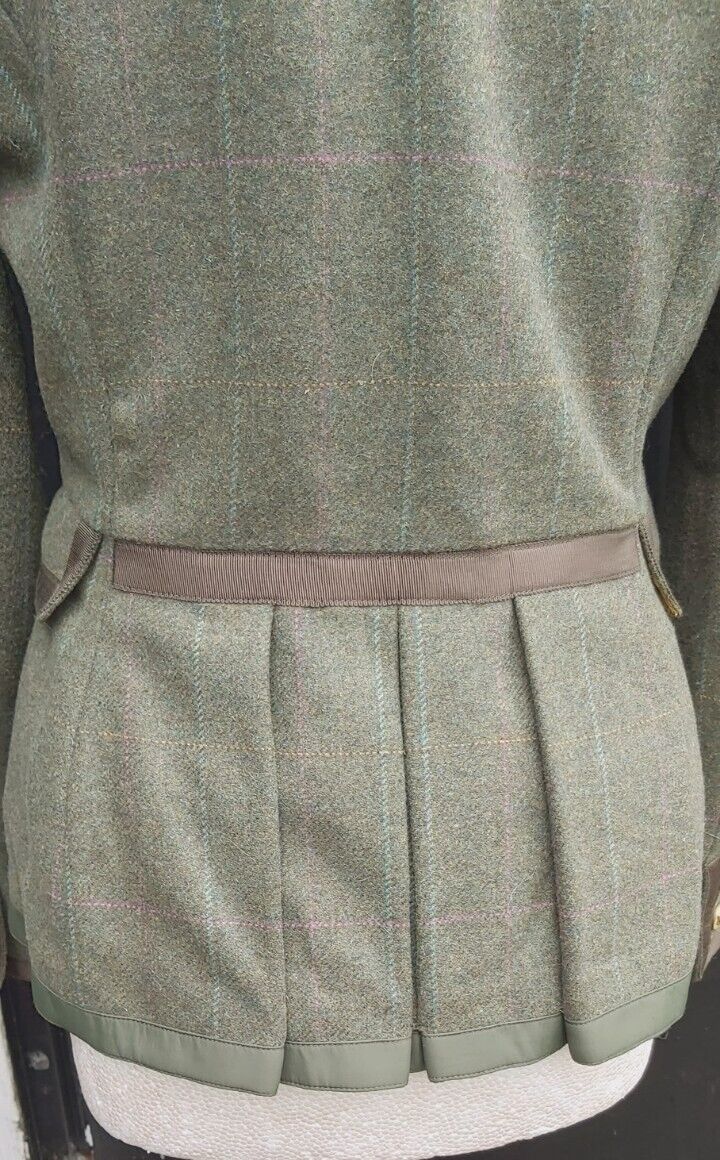 Joules Tweed Jacket Womens Khalki Wool Check Country Hacking Blazer UK Size 10