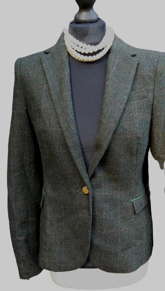 Ladies Zara Tweed 100% Wool  Jacket With Elbow Patches Size M (8 and 10)