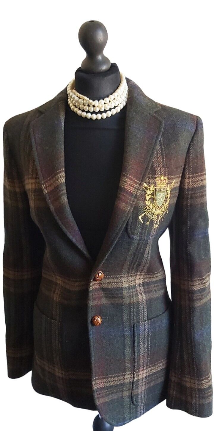 Ladies Ralph Lauren vintage  100% Wool Tweed Check  jacket size 10