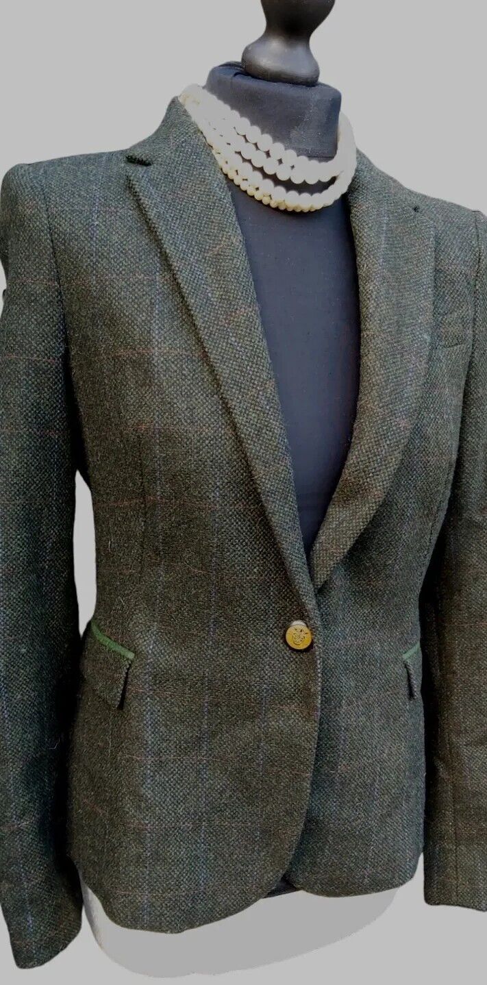 Ladies Zara Tweed 100% Wool  Jacket With Elbow Patches Size M (8 and 10)