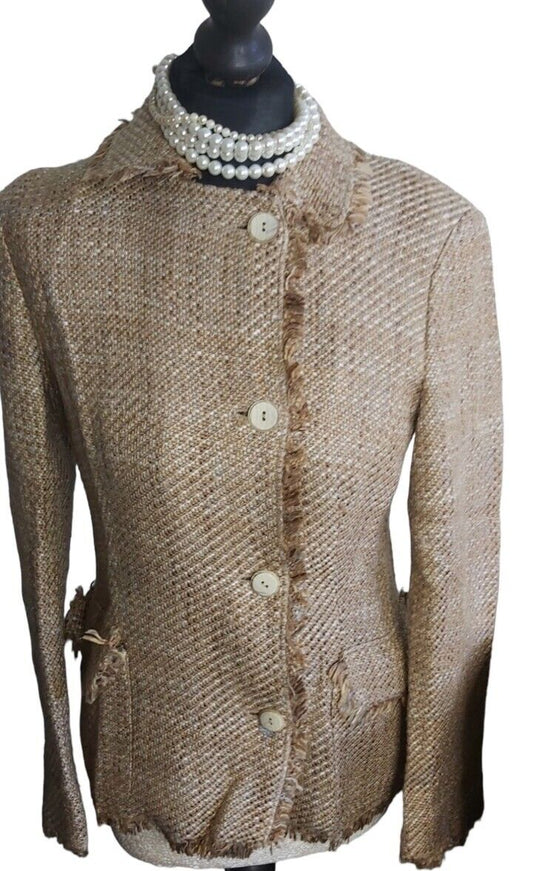 ladies marks and spencers tweed Camel jacket size 10