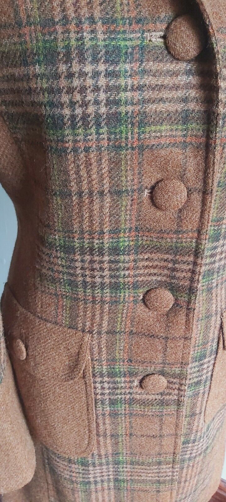 ladies Camel  Tan 100% Wool tweed coat size 12