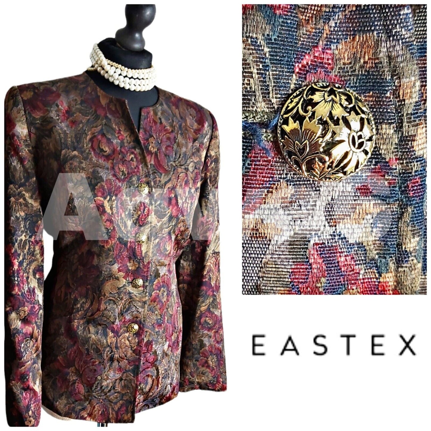 Eastex Ladies  Floral Jacket  Gold Buttons Lined UK size 12