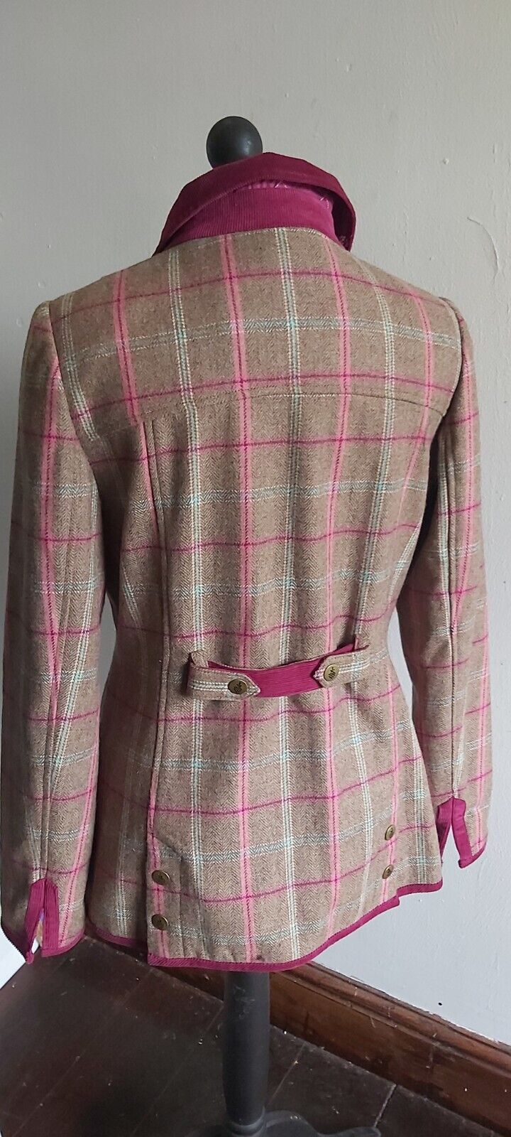 Ladies Tayberry Tweed Field Coat Burgundy Wool Country Jacket Fieldcoat Size 12