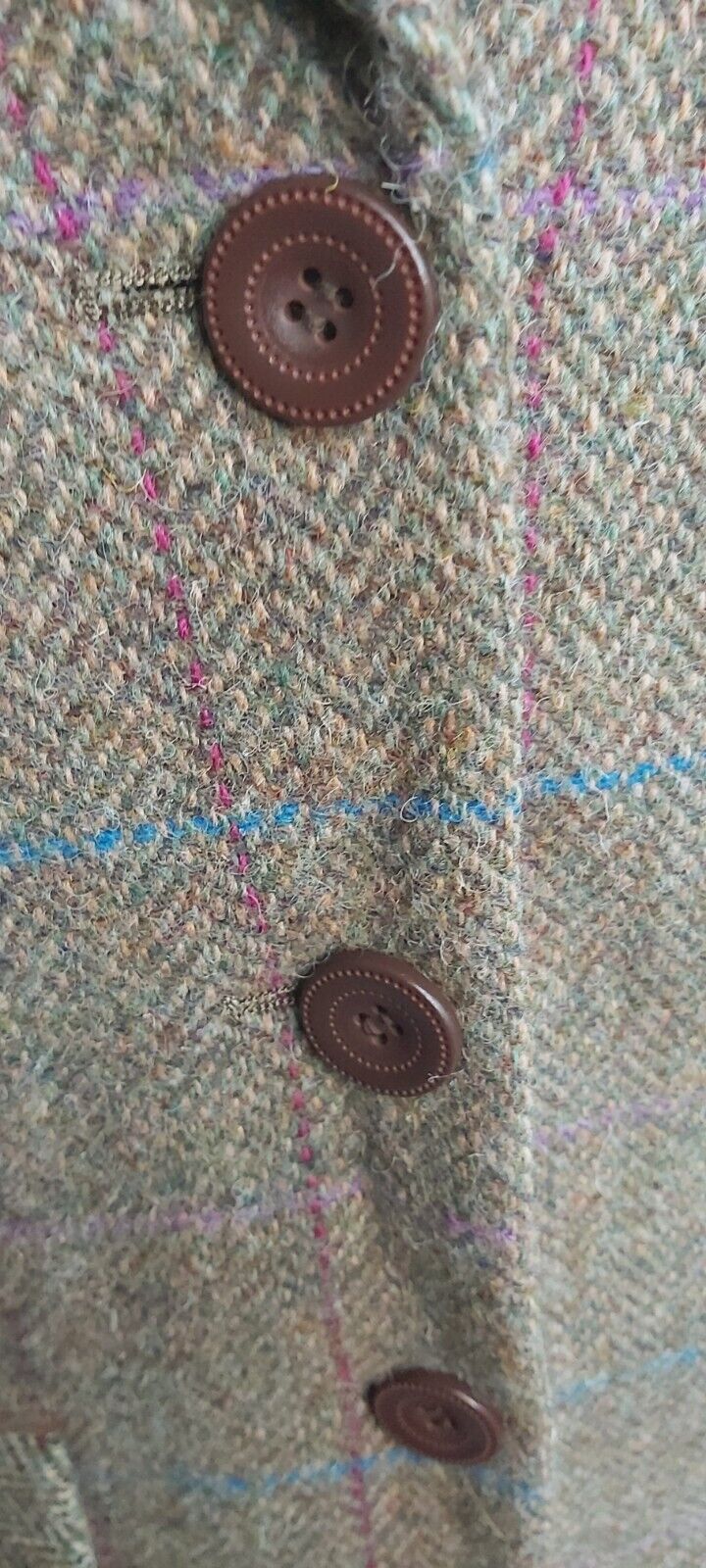 Ladies  Harris Tweed 100% Wool Khaki Jacket Elbow Patches UK Size 12