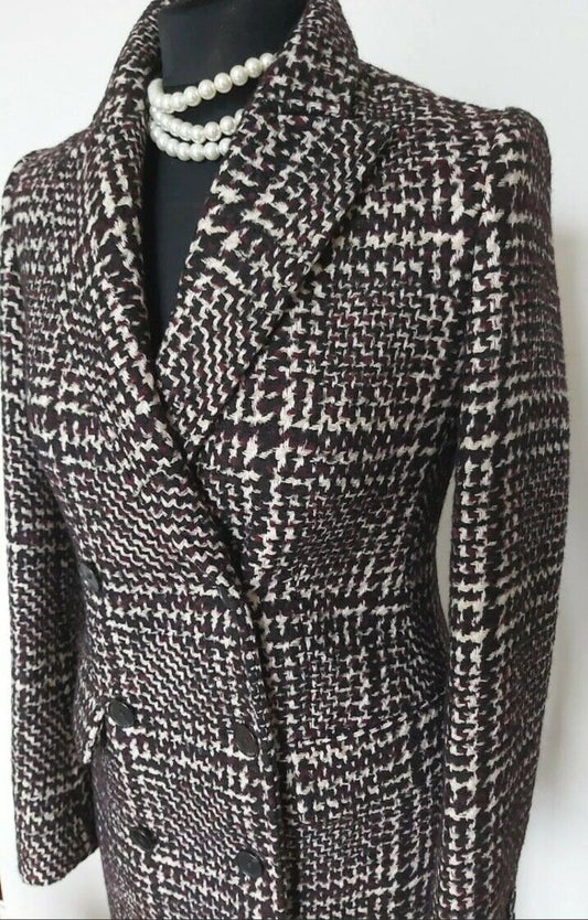 New Tags Hobbs Evalyn Tweed Boucle Doublebreasted Coat   Wool  UK Size 8