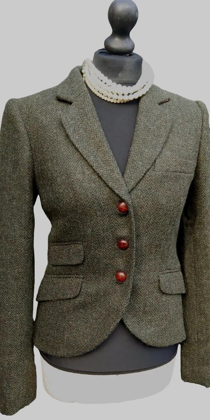 Jack Wills 100 Tweed Jacket Forest Green Wool Country Hacking Blazer