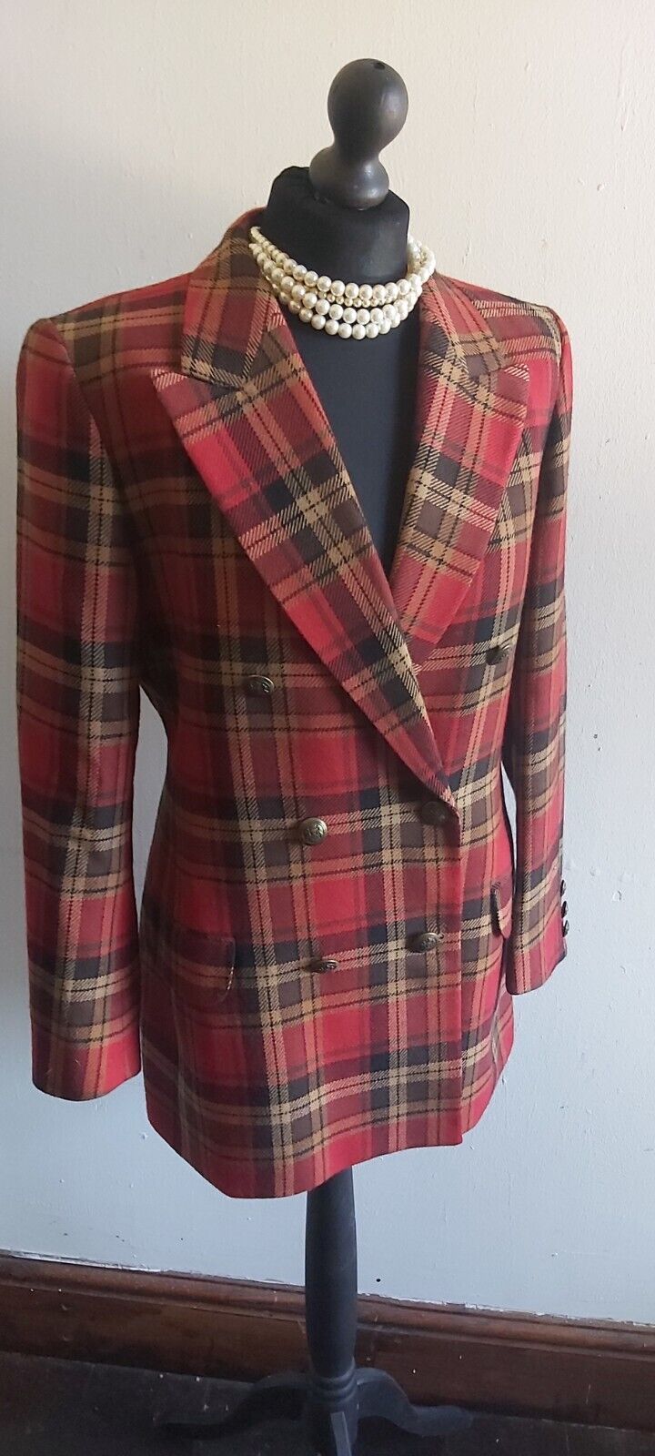 Marks And Spencer Tweed Tartan Jacket Wool  Womens Ladies Size 12