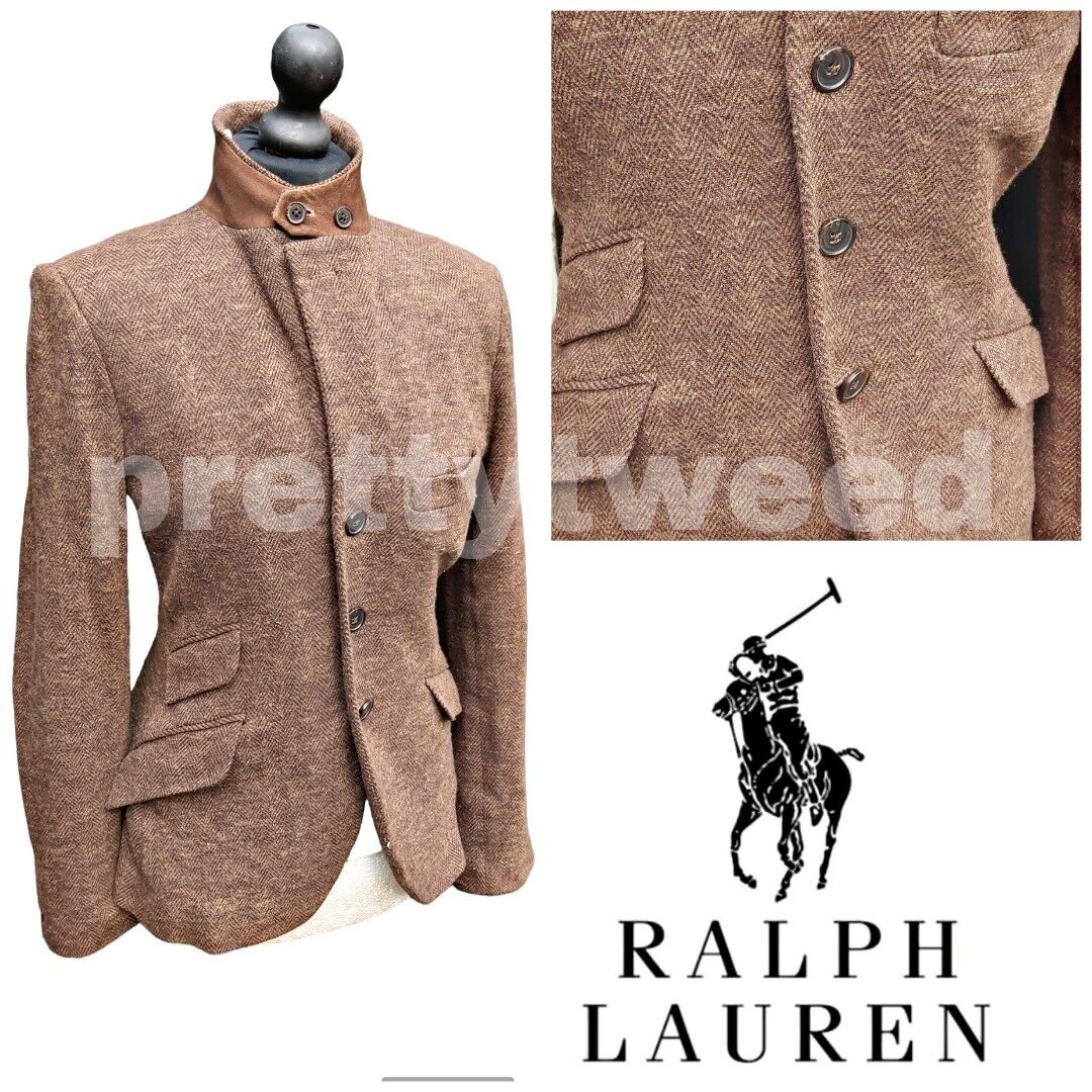 Ralph Lauren  Womens Tweed Wool Cotton Country Hacking Blazer Jacket UK  10