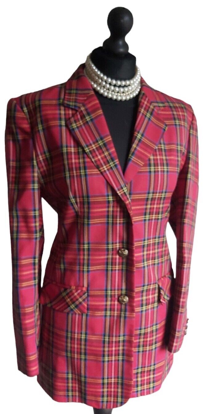 Ladies Tweed Tartan Red Jacket  Womens Ladies Size 10