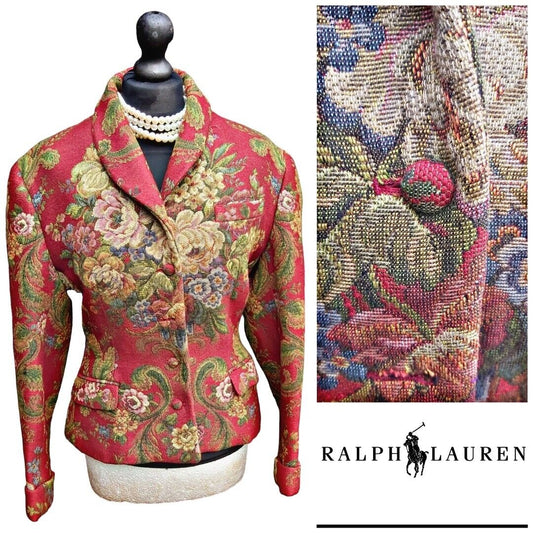 Ladies Ralph Lauren Tapestry Tweed Wool Jacket / Blazer  UK 10