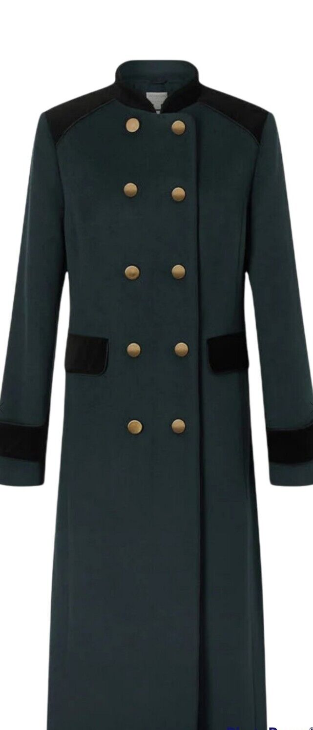 NEW TAGS Monsoon Maddie  Green  Military Long Wool Coat UK 10