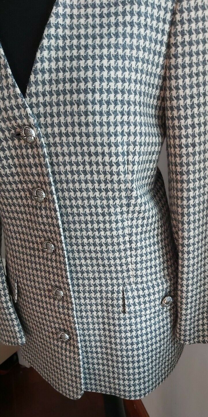 Ladies Jaeger 100% wool Houndstooth checked Tweed Jacket Coat UK Size 14