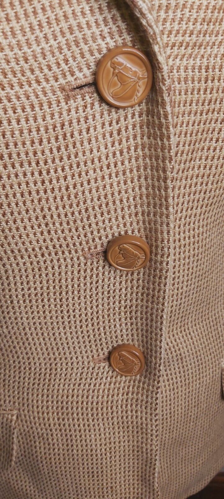 Ladies Ralph Lauren 100% Linen Tweed Leather Elbow Patches Camel  UK Size 8