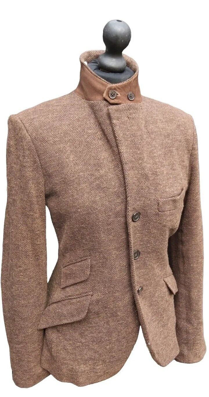 Ralph Lauren  Womens Tweed Wool Cotton Country Hacking Blazer Jacket UK  10