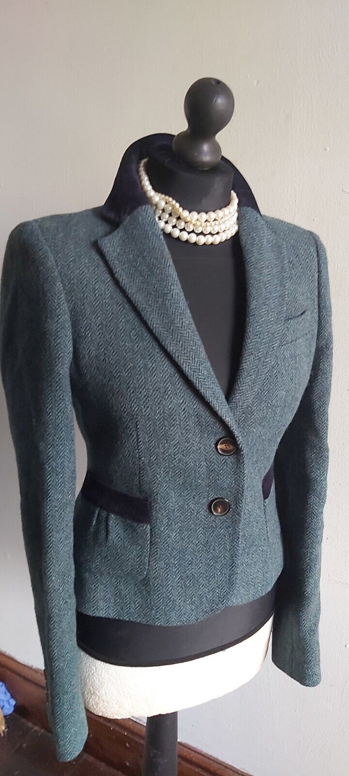 Ladies Jigsaw 100% Wool Harringbone tweed jacket size 10