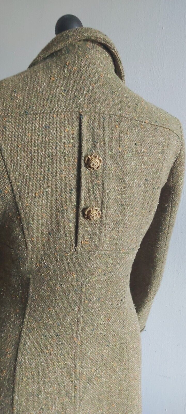 Tara Jarmon Green Wool Tweed Silk Tweed  Classic Long Coat 10