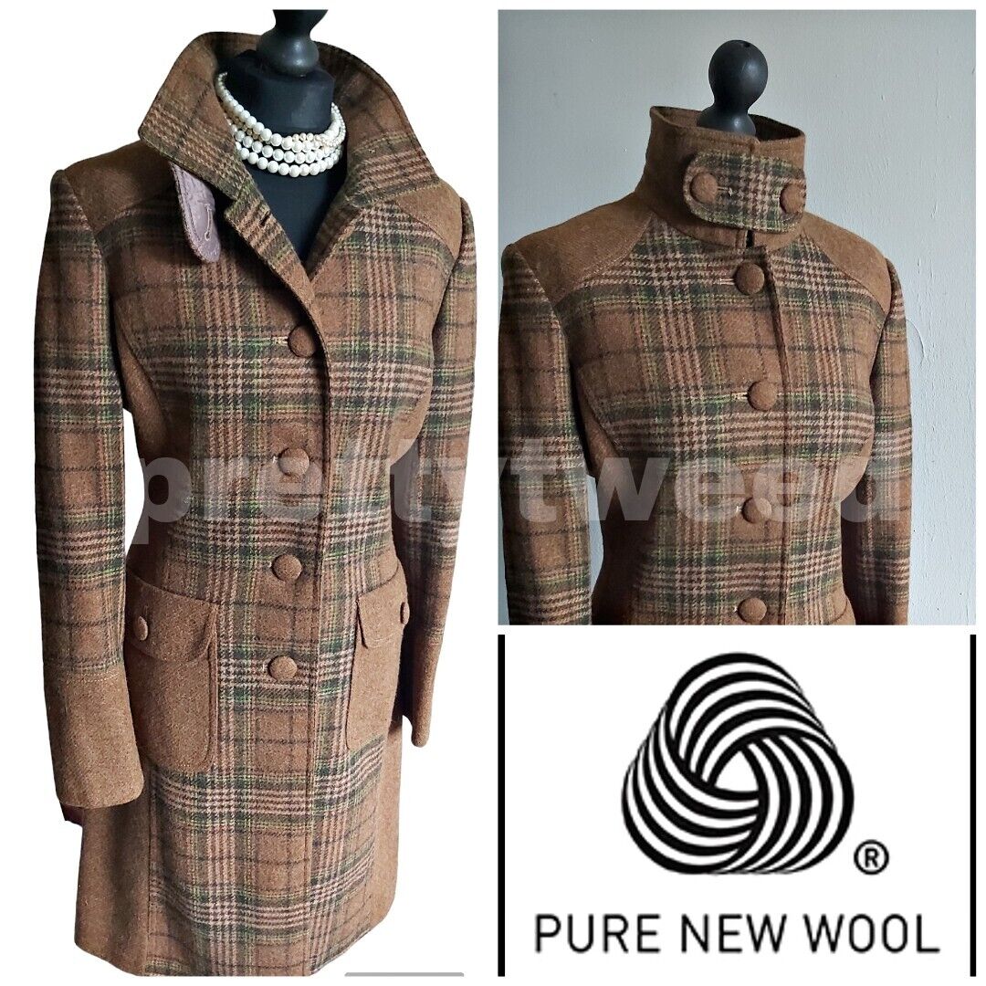 ladies Camel  Tan 100% Wool tweed coat size 12