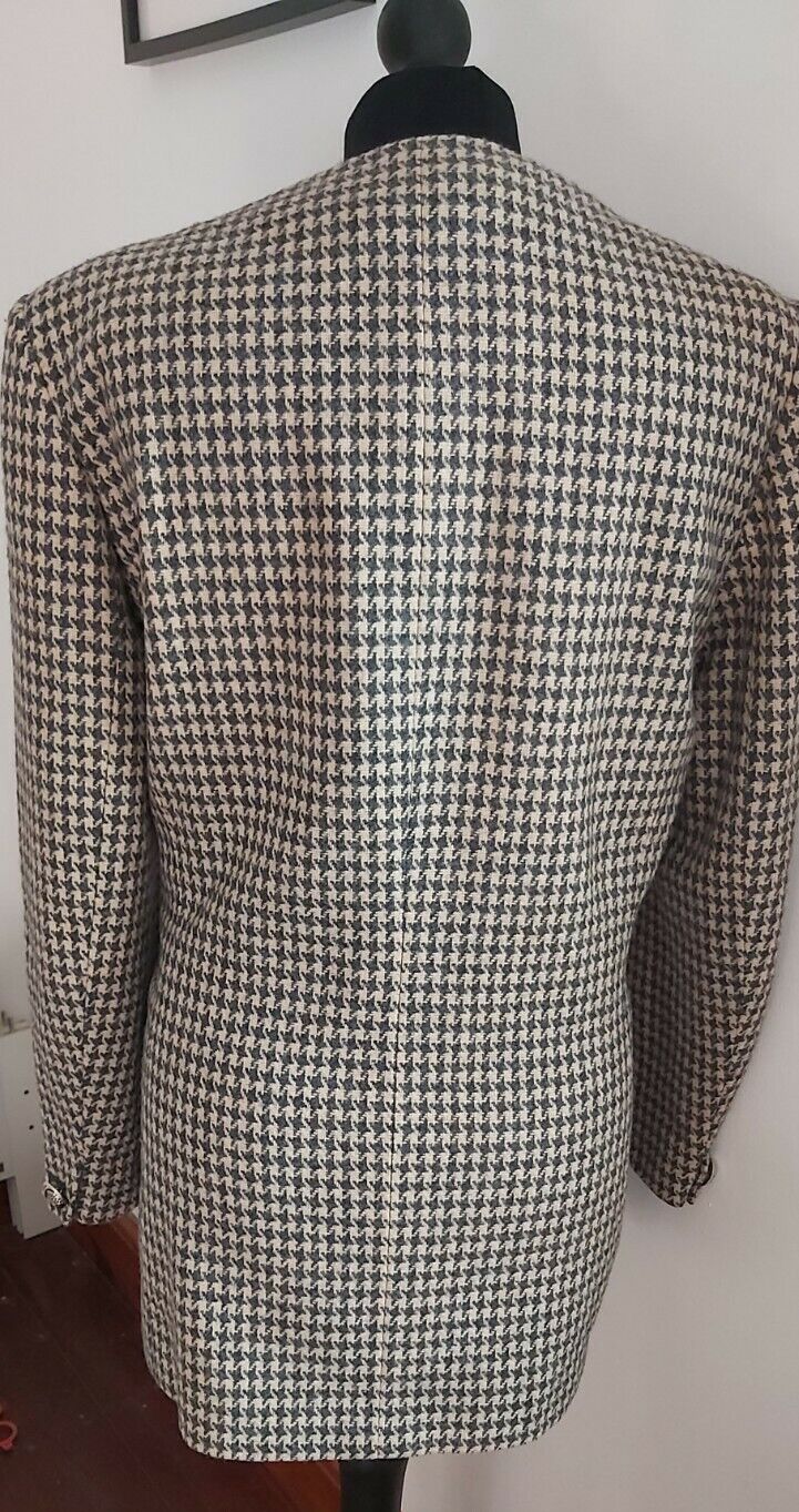 Ladies Jaeger 100% wool Houndstooth checked Tweed Jacket Coat UK Size 14