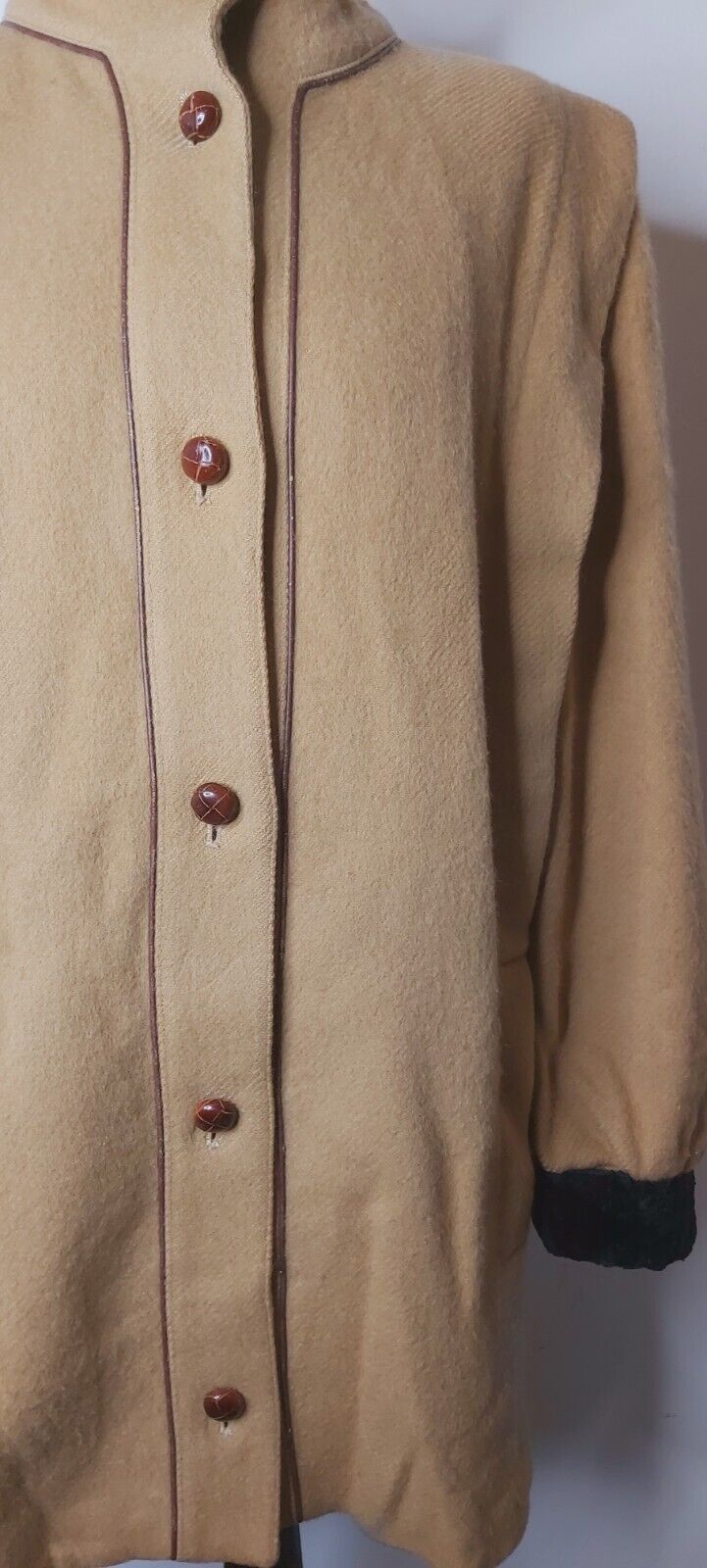 Ladies vintage 80s Tan Camel  wool coat UK Size 14