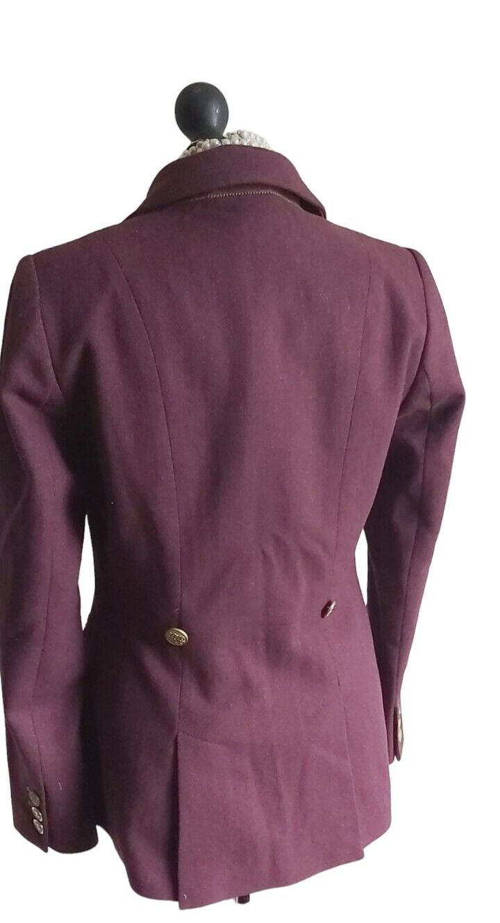 Joules Tweed Jacket 100% Wool Fitted Burgundy  Jacket  Size 12