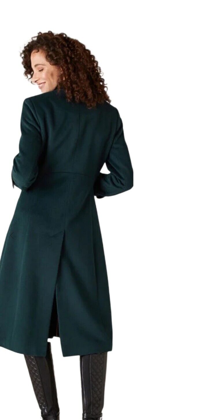 NEW TAGS Monsoon Maddie  Green  Military Long Wool Coat UK 10