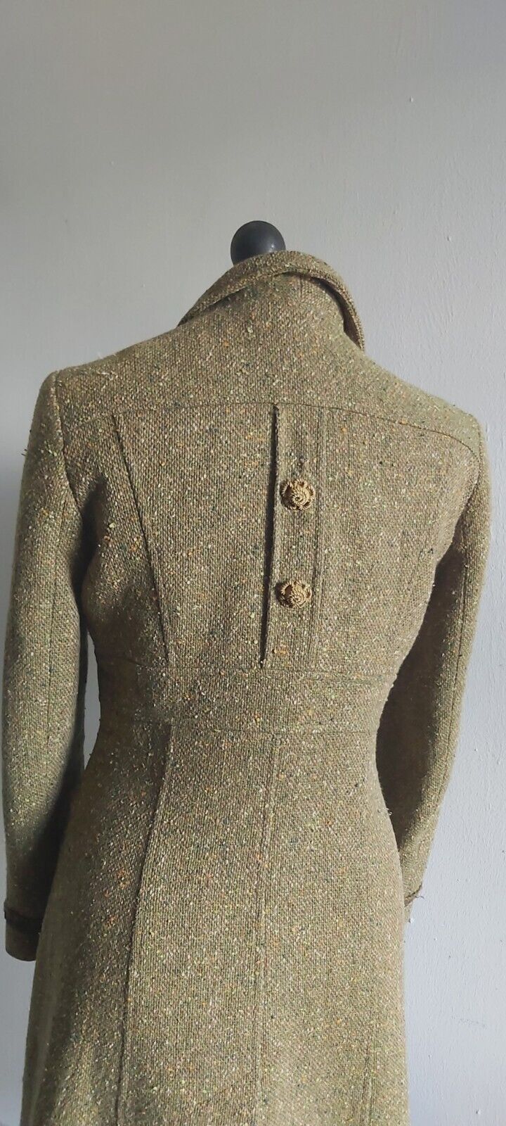 Tara Jarmon Green Wool Tweed Silk Tweed  Classic Long Coat 10