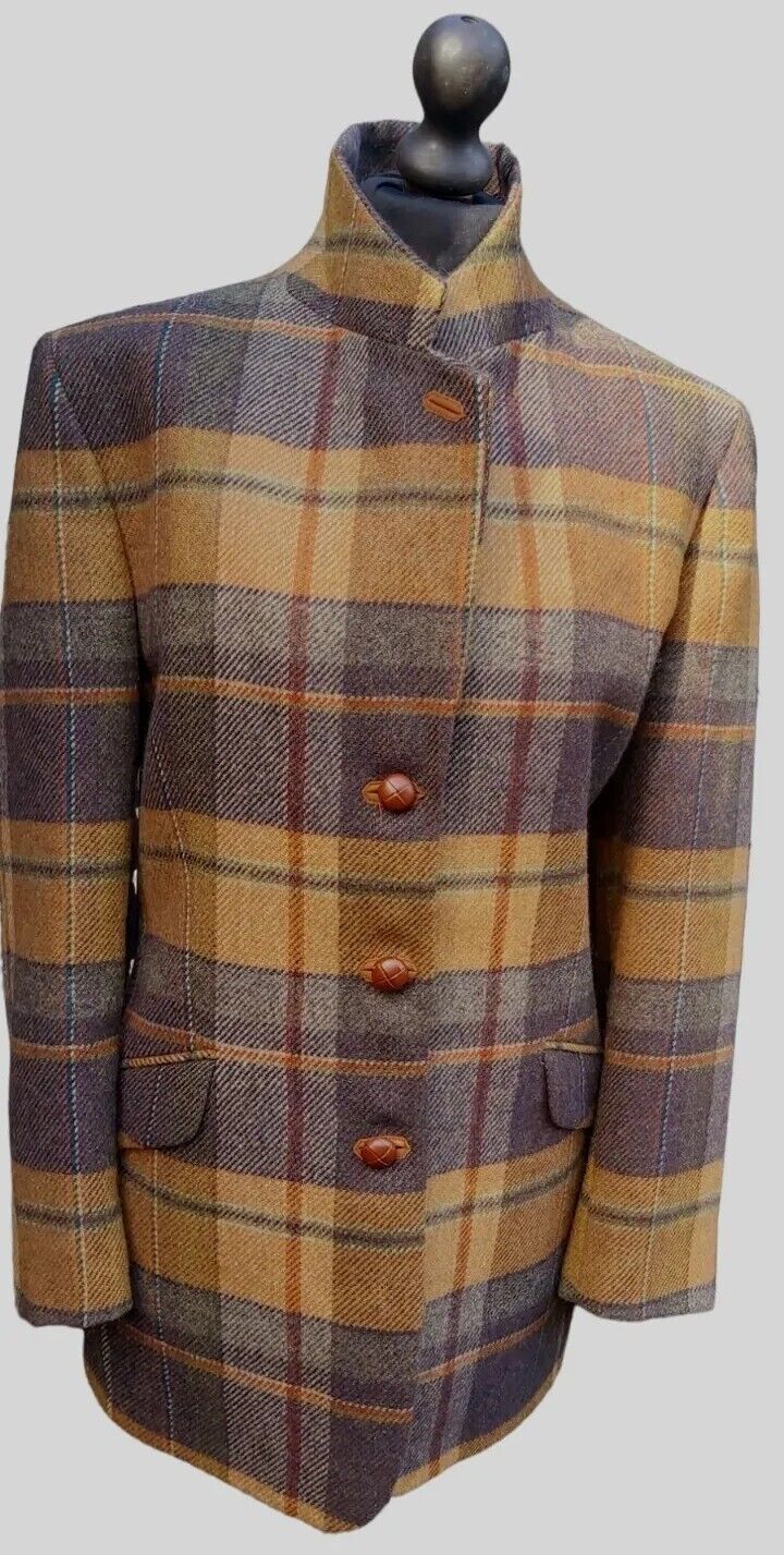 Womens Daks Signature Pure Tweed Wool Mohair Cashmere Checked  Jacket UK Size 16