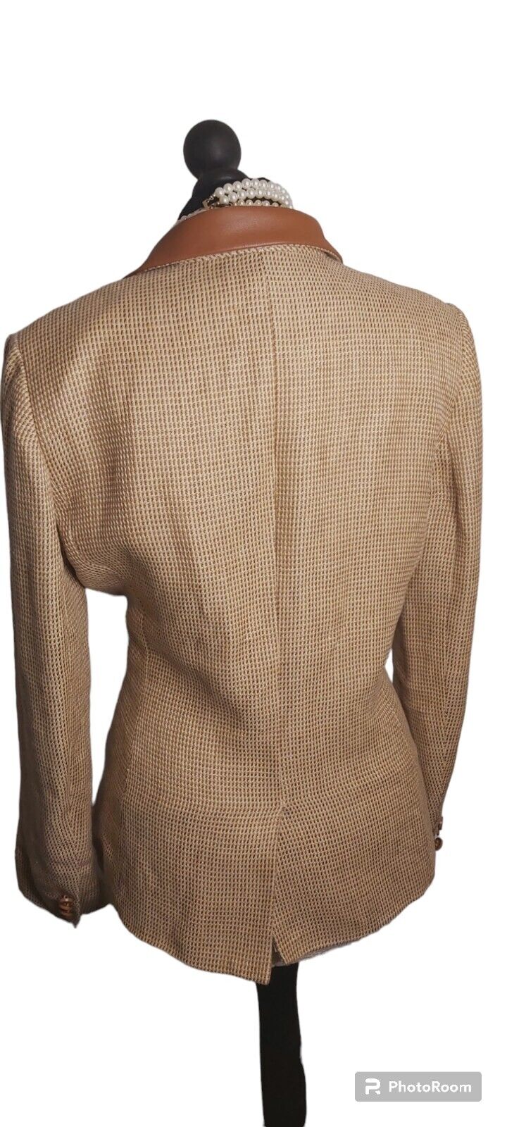 Ladies Ralph Lauren 100% Linen Tweed Leather Elbow Patches Camel  UK Size 8