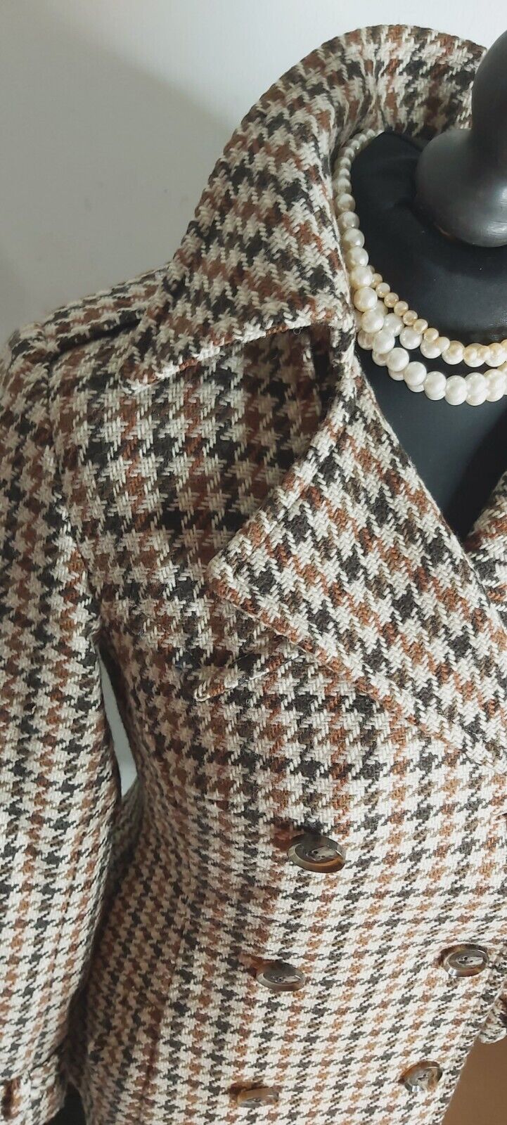 Ladies Ben sherman Tweed Check Thick Mac Coat UK Size S