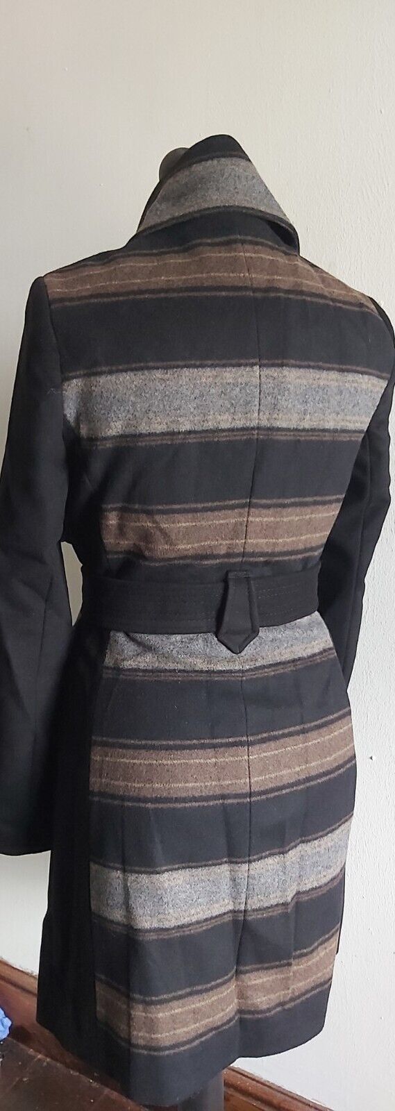 Karen Millen Wool Cashmere Black Long Coat With Belt Size 10