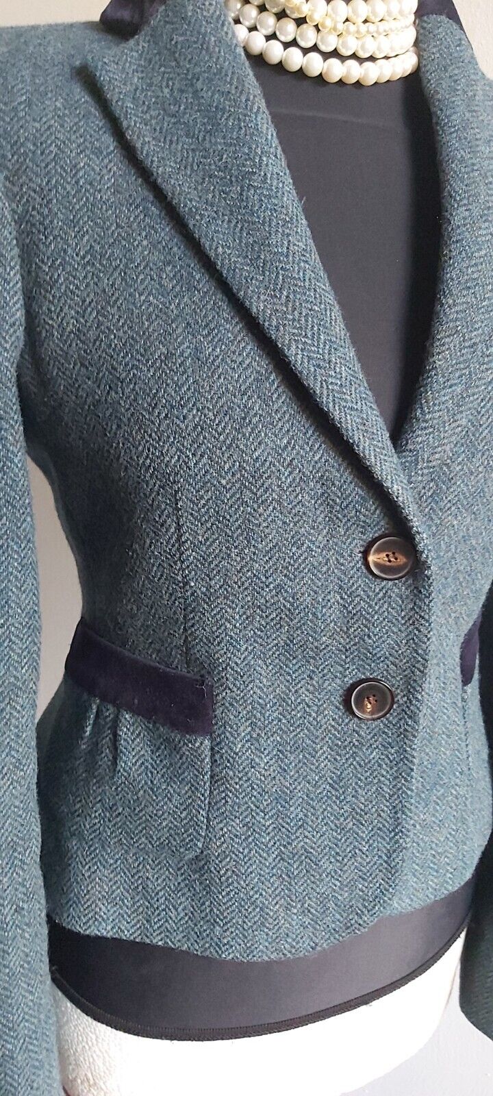 Ladies Jigsaw 100% Wool Harringbone tweed jacket size 10