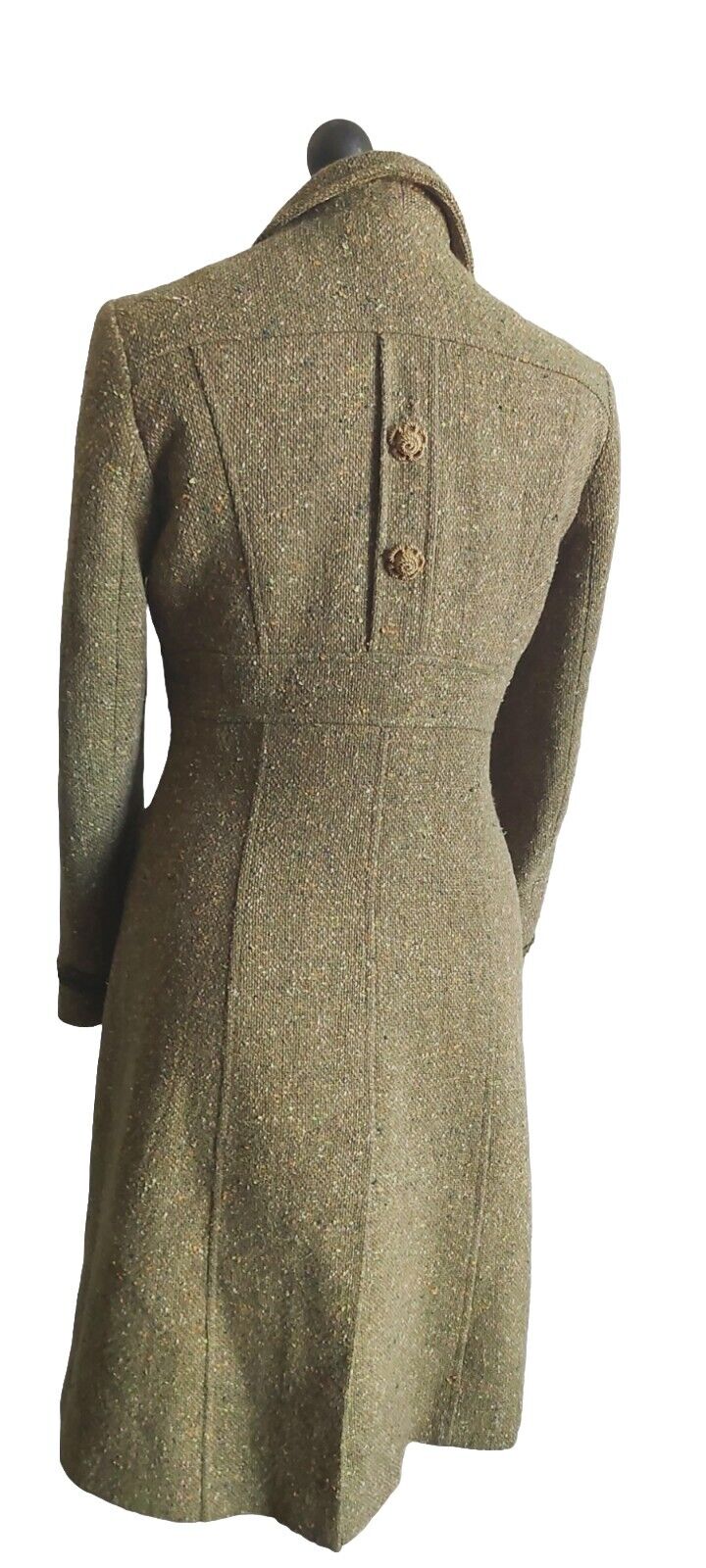 Tara Jarmon Green Wool Tweed Silk Tweed  Classic Long Coat 10