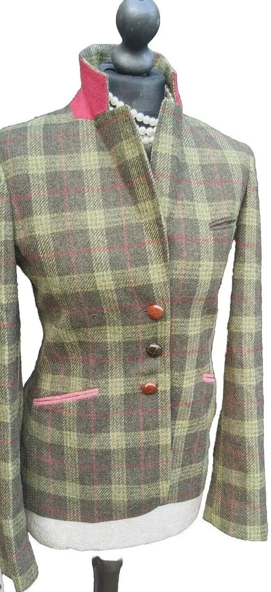 LADIES REALLY WILD GREEN FITTED TWEED JACKET SIZE 8