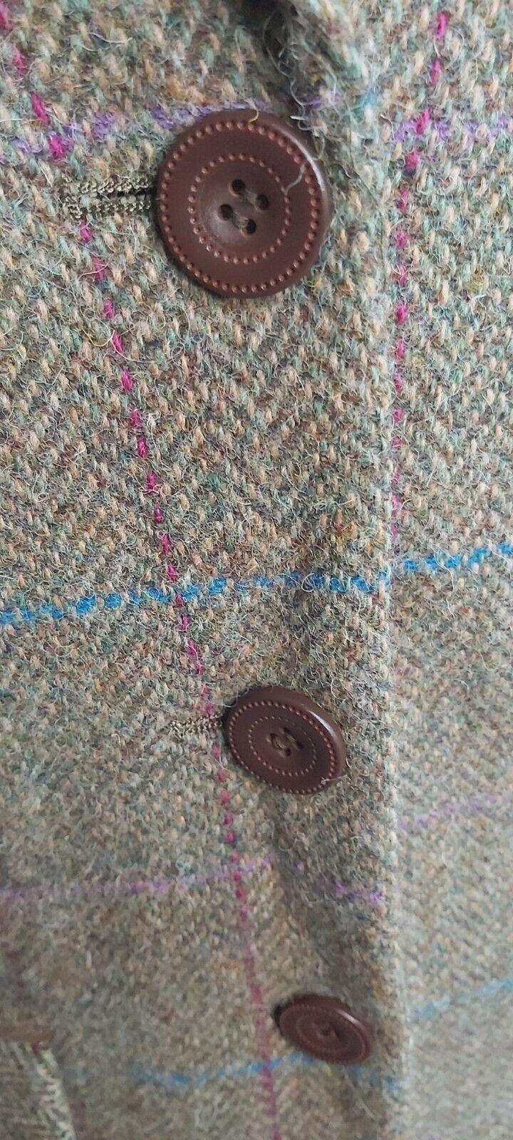 Ladies  Harris Tweed 100% Wool Khaki Jacket Elbow Patches UK Size 12