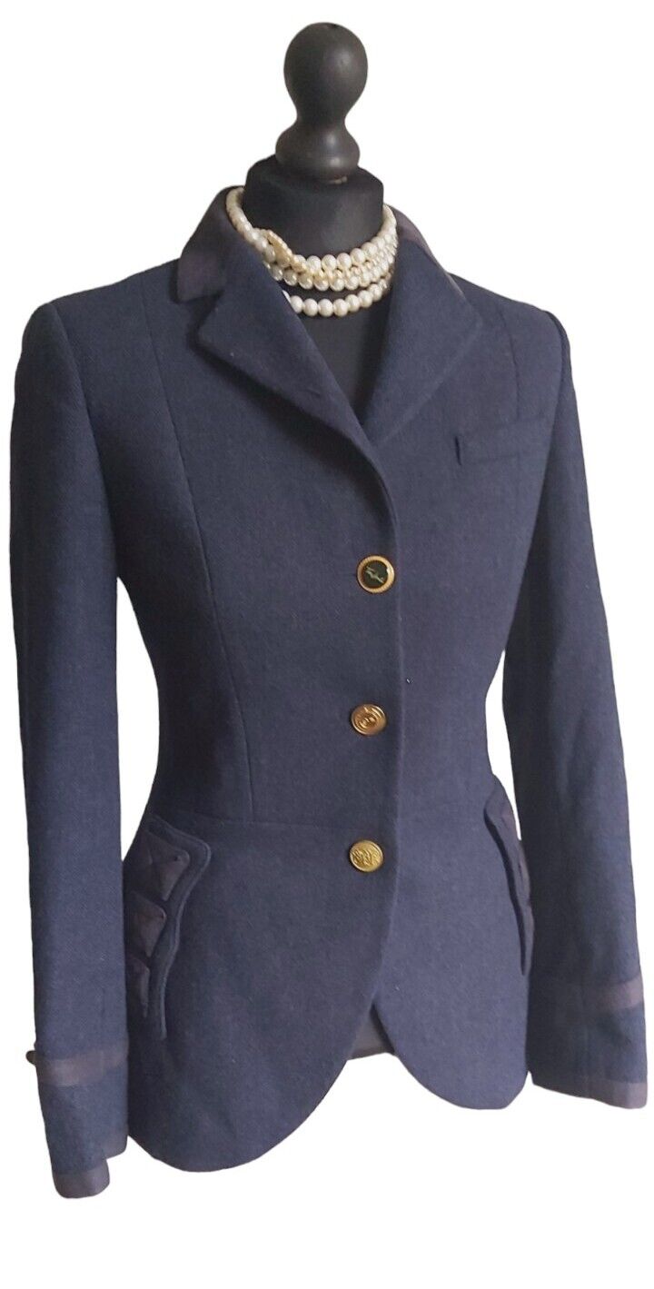 Joules Tweed Jacket 100% Wool Navy Size 10