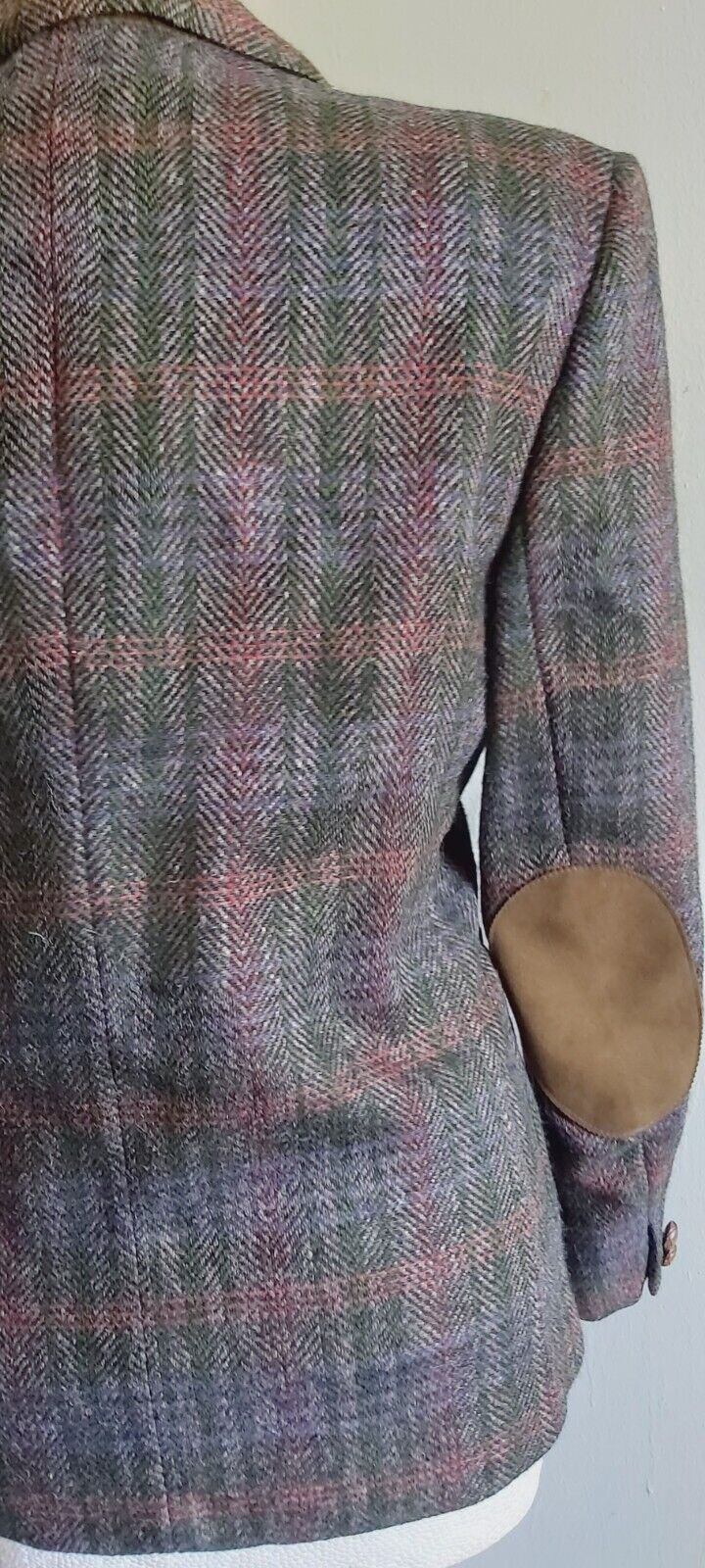 Ladies  DAKS wool Tweed check jacket blazer Elbow Patches Uk size 10