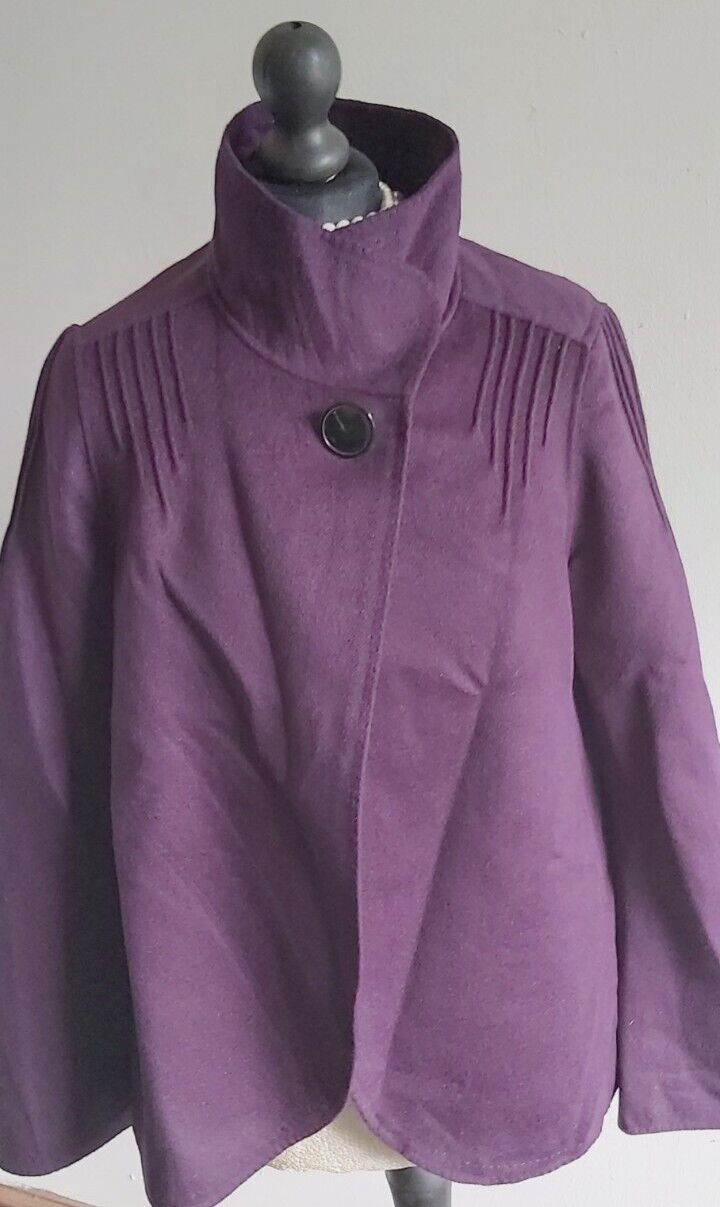 Ladies Jaeger Coat One Size purple  Wool UK 12