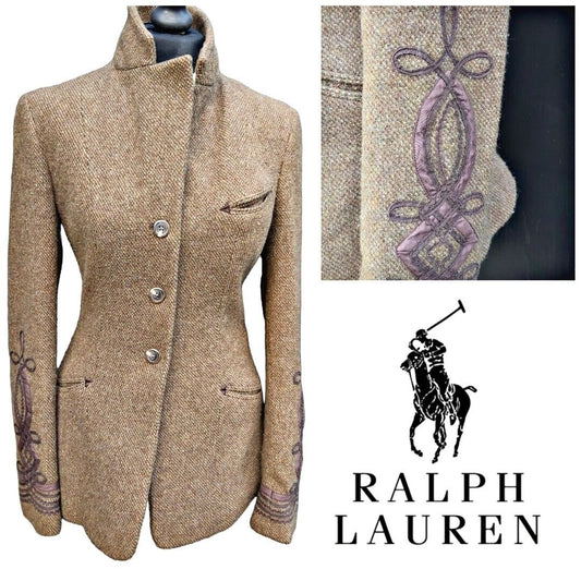 Ralph Lauren Blazer Womens Tweed Herringbone  Wool Country   Jacket US 8, UK 10