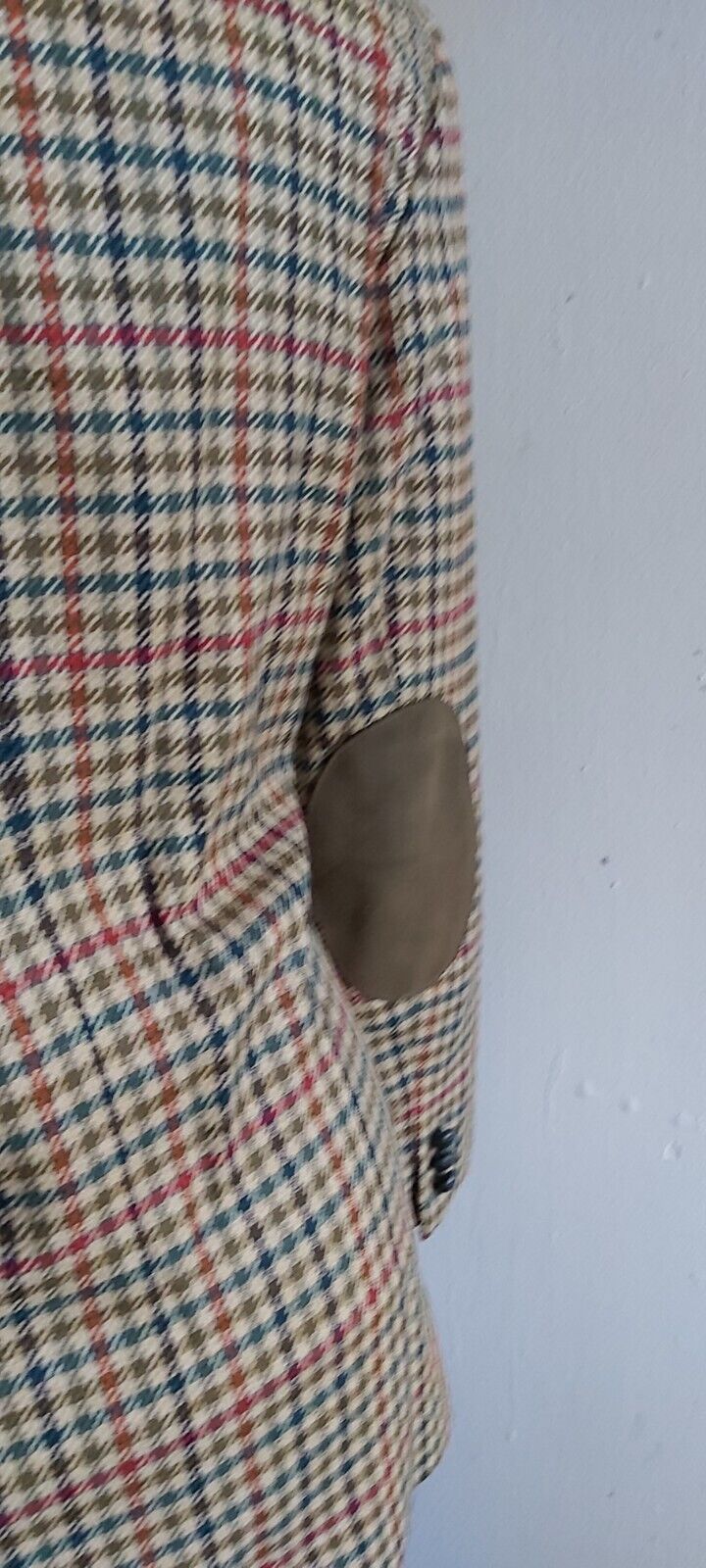 Ladies DAKS wool check tweed jacket blazer Elbow Patches size 16