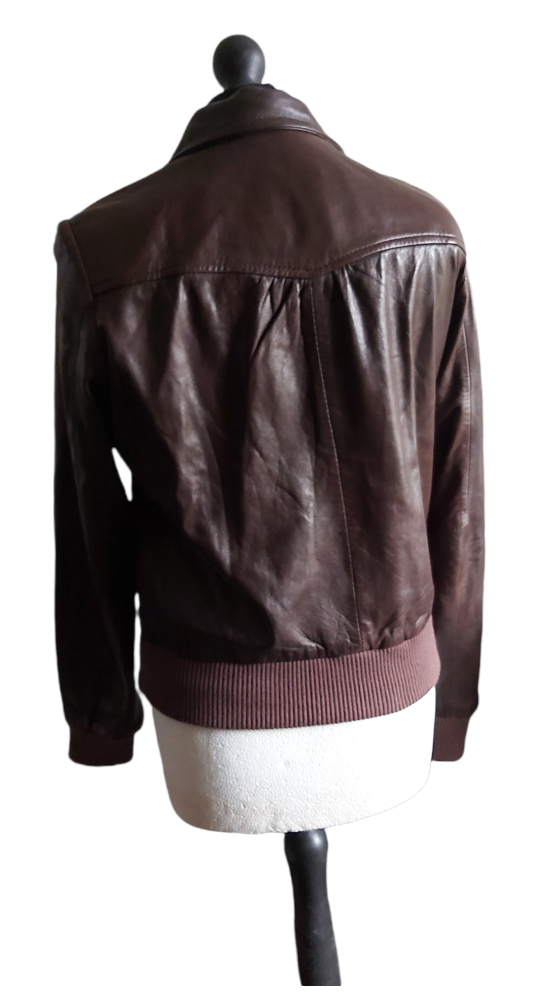 Ladies Joules Leather Brown Vintage Jacket Coat UK Size 10