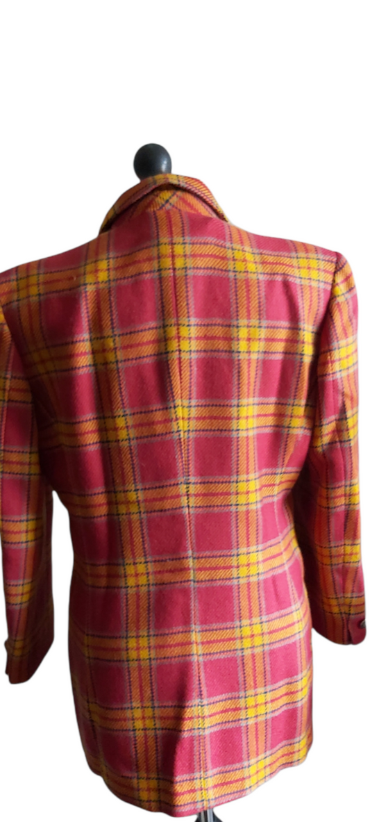 Ladies 100% Wool Tweed Check Iceberg Blazer Jacket Size 14