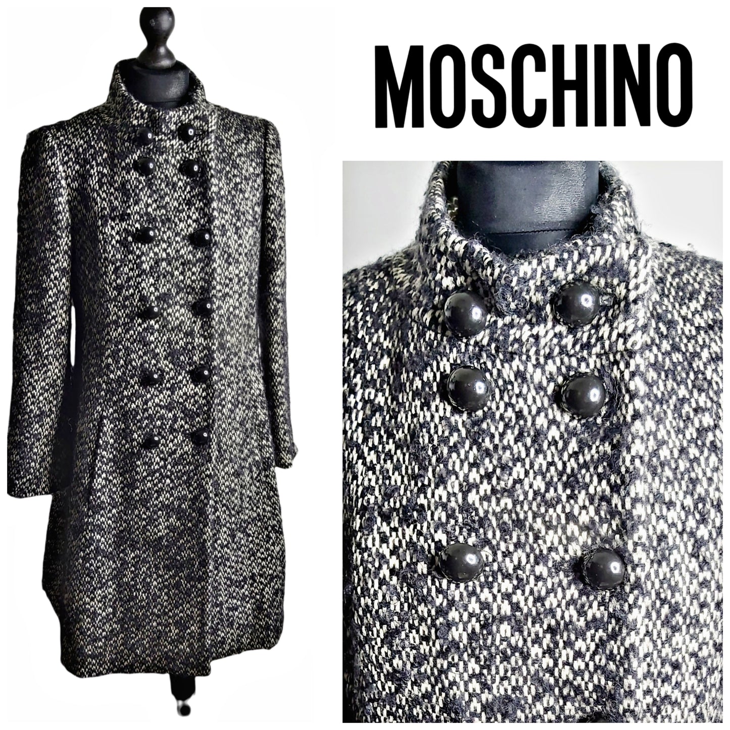 Ladies Moschino Cheap & Chick Boucle Double Breasted Coat Size UK Size 10