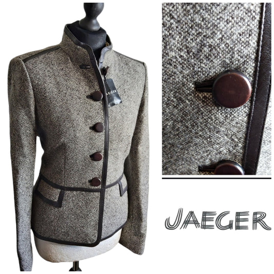 Ladies 100% Wool Jaeger Tweed Jacket UK Size 12